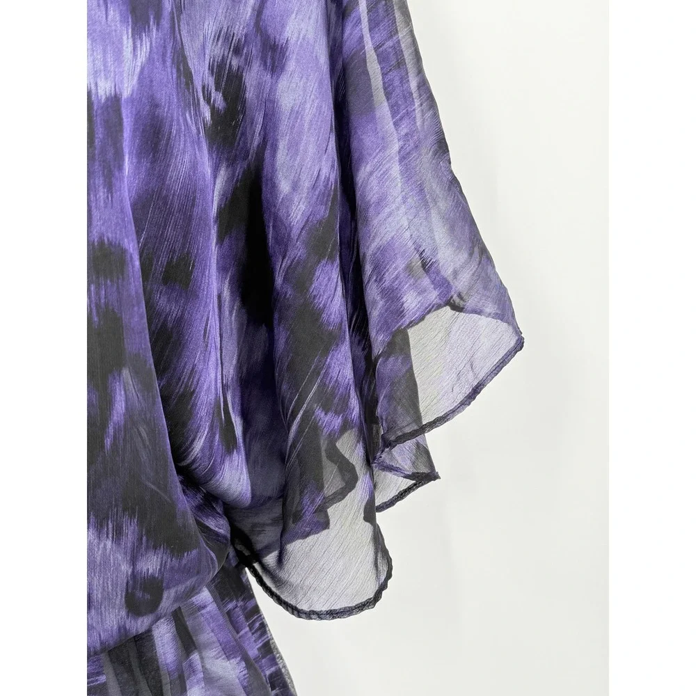 vtg y2k Dressbarn peplum top Womens sz 14 (L) Whimsigoth Witchy Purple Abstract